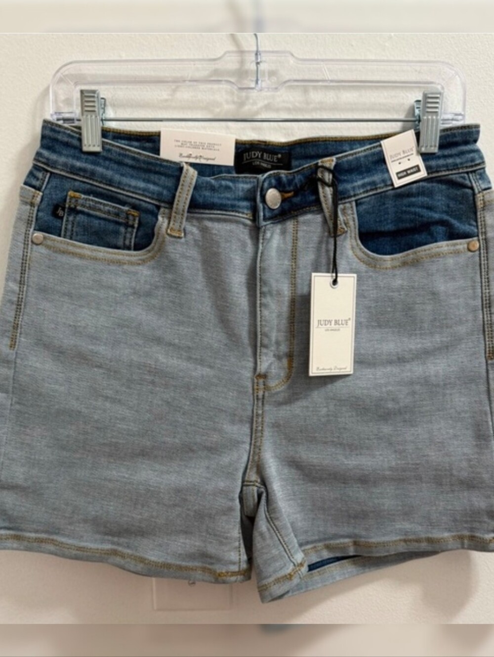 Judy Blue Two-Tone Denim Shorts - Picture 2 of 9